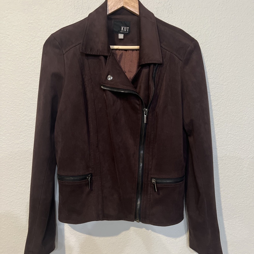 Kut From The Kloth MAROON Milana Faux Suede Moto Zipper ClassyLadies SIZE MEDIUM